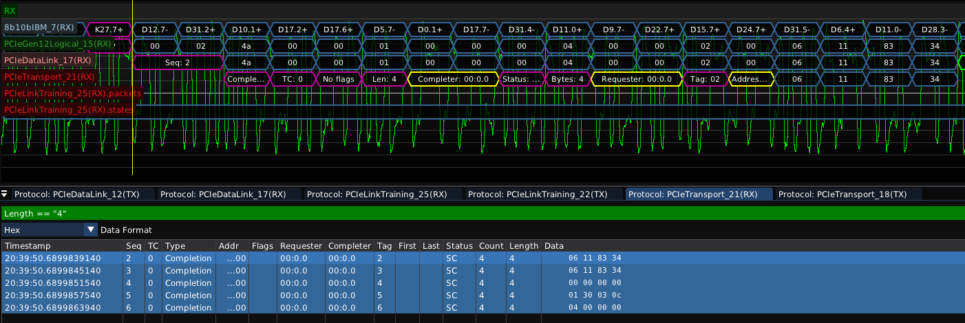 PCIe link training protocol decode